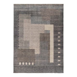 Rug & Kilim’s Blocks Rug in Charcoal, 6x9 For Sale