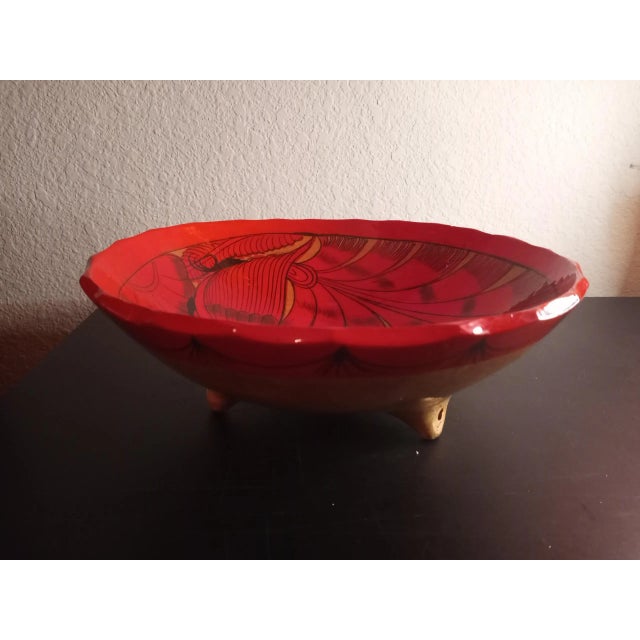 1970s Glazed Hand Painted Ceramic Decorative Bowl, Made in Italy For Sale In Dallas - Image 6 of 6