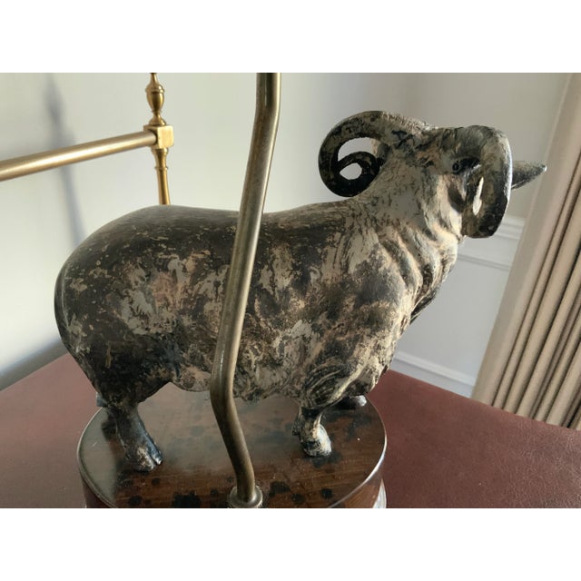 Vintage Metal Ram Lamp For Sale - Image 12 of 12