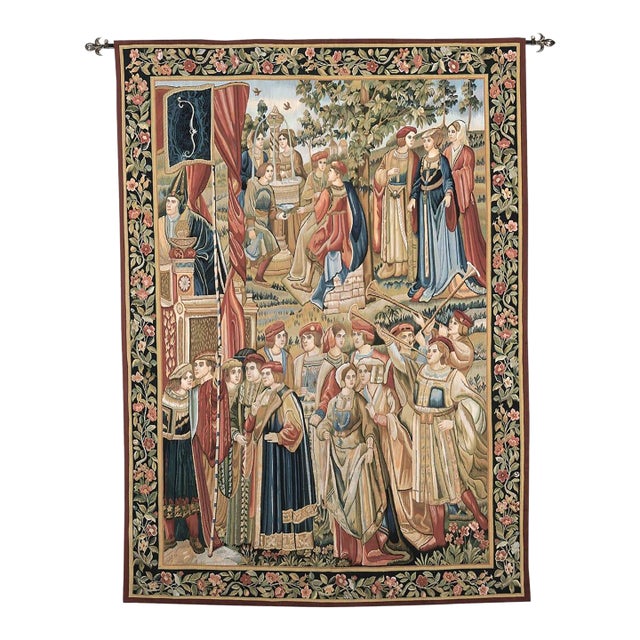 Medieval Trumpeters Handwoven Tapestry - 170 X 122 Cm (5'7" X 4'0") - Requires Rod Size 3 For Sale