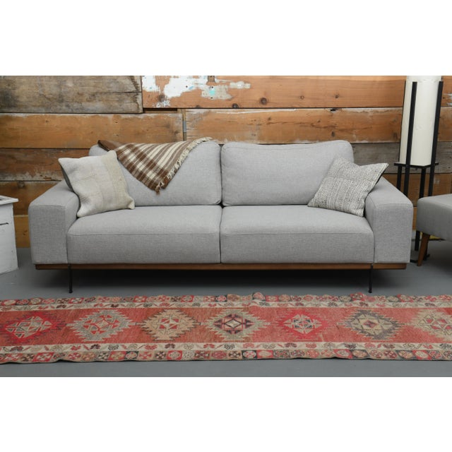 Traditional 1970s Vintage Turkish Oushak Handmade Wool Cotton Orange Runner Rug For Sale - Image 3 of 11