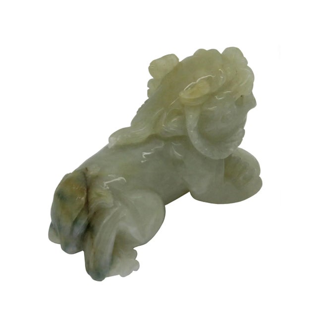 Hand Carved Natural Green & Yellow Jade Feng Shui Lucky Pixiu Figure Pendant For Sale - Image 4 of 6