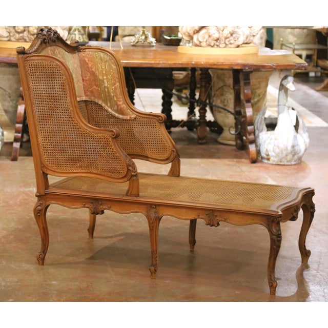 Create an elegant seating area in a bedroom, dressing room, or living room with this antique Louis XV style chaise longue....