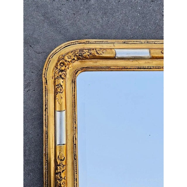 Gold Large Biedermeier Giltwood Faceted Mirror, 1840s For Sale - Image 8 of 11