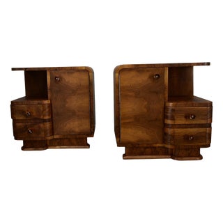 Art Deco Bedside Tables, Former Czechoslovakia, 1930s, Set of 2 For Sale