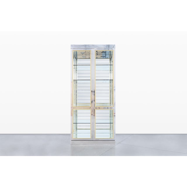Vintage Chrome and Brass Vitrine / Display Cabinet, Mastercraft Style For Sale - Image 9 of 12