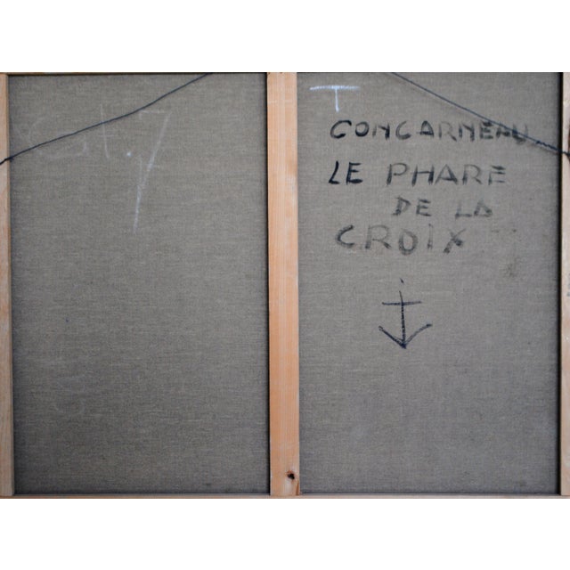 French 1980s "Concarneau Le Phare De La Croix" Oil Painting by Jacques Bouyssou, Framed For Sale - Image 3 of 5