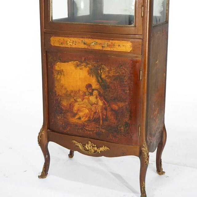 Antique French Vernis Martin Decorated Mahogany Vitrine, Circa 1890 For Sale - Image 11 of 18