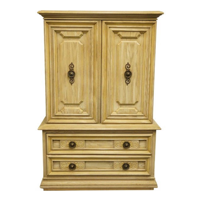 Farcher Furniture Italian Contemporary 42" Pickled Wood Door Chest 472-9864 For Sale