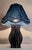 Large Vintage Blue-Grey Gradient Glazed Ceramic Table Lamp with Fabric Shade, 1970s For Sale - Image 3 of 9