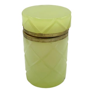 French Yellow Opaline Cylinder Box For Sale