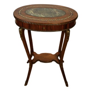 1900s Antique French Rosewood & Mother of Pearl Inlay Side Table / End Table For Sale