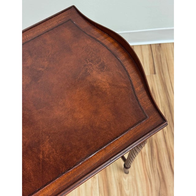 Antique Leather Inset Top Carved Wood Tea Table For Sale - Image 10 of 12