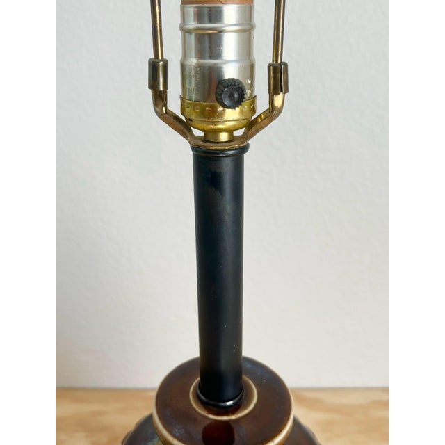 Ceramic Vintage Brown Grenade Ceramic Lamp For Sale - Image 7 of 9