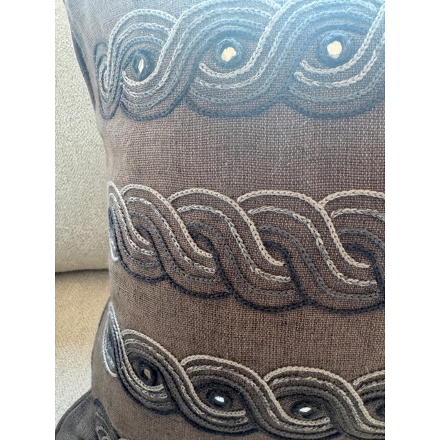 Glass Vintage Embroidered Jean Francois Lesage Pillow With Mirrors For Sale - Image 7 of 12