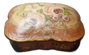 1980s Gorgeous Lillian August Designed Hand Painted Toyo Ceramic Jewelry Casket
