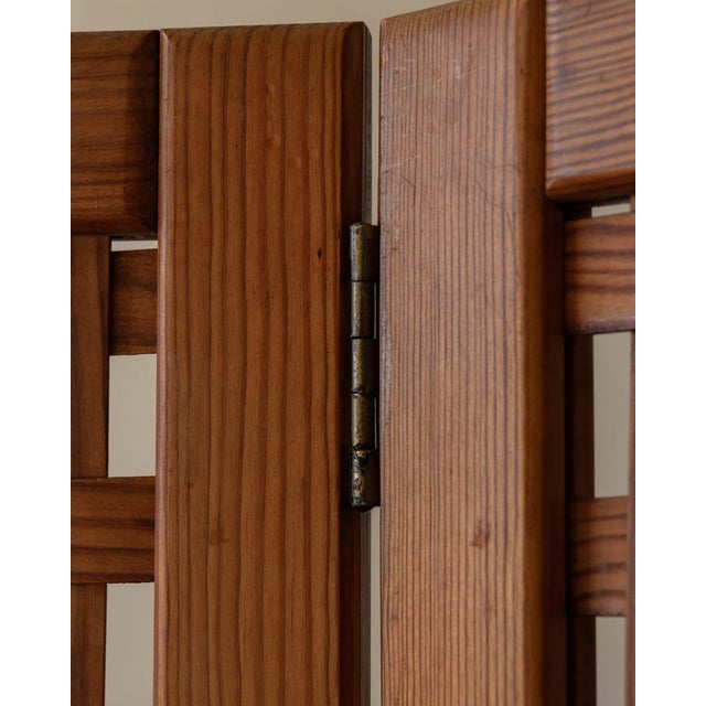 Vintage Wooden Room Divider or Folding Screen in Lattice Weave, 1970s For Sale - Image 13 of 16