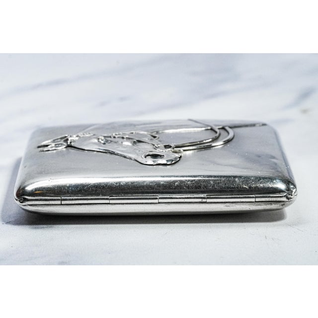 Wonderful High Relief European 800 Antique Silver Horse Equestrian Cigarette Case Tobacciana For Sale - Image 13 of 16
