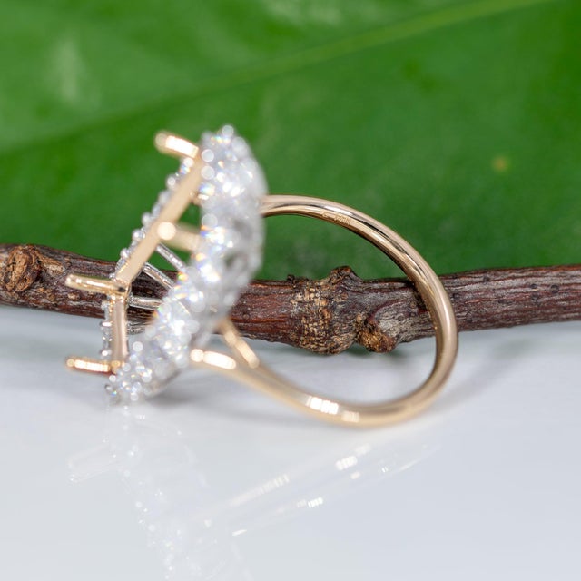 Lab Diamond Semi-Mount Ring With 24 Diamond Accents in Solid 14k Gold, Size 6.75 For Sale - Image 9 of 9