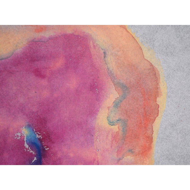 Abstract Expressionism Magenta and Yellow Abstract Expressionist Composition in Acrylic on Paper by Ricardo De Silva For Sale - Image 3 of 8