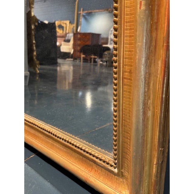 19th Century 19th Century Gold French Louis Philippe Mirror With Line Pattern For Sale - Image 5 of 5