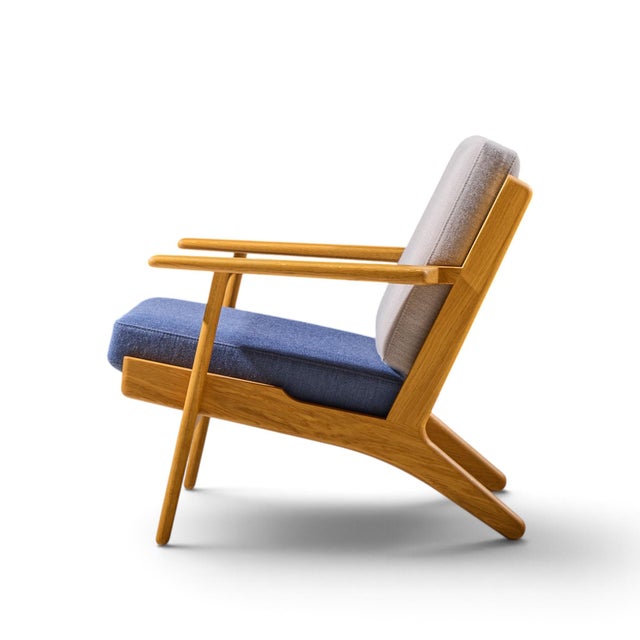 GETAMA Hans Wegner for Getama Ge290 Mid Century Oak Lounge Chair For Sale - Image 4 of 10