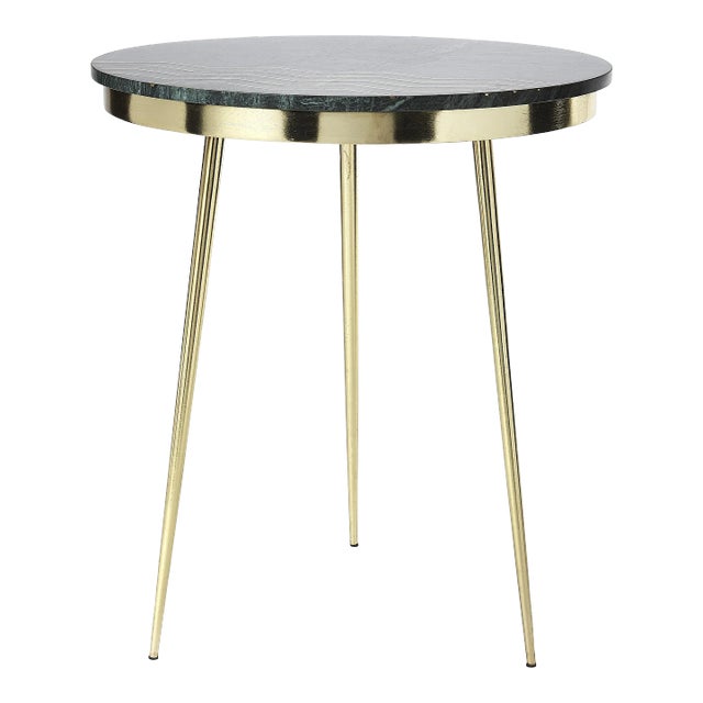 Hollings Green Marble & Brass Side Table, Green For Sale