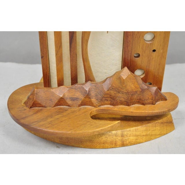 Mid 20th Century Vintage Mid Century Modern Carved Hawaiian Koa Wood Palm Tree Tiki Table Lamp For Sale - Image 5 of 15