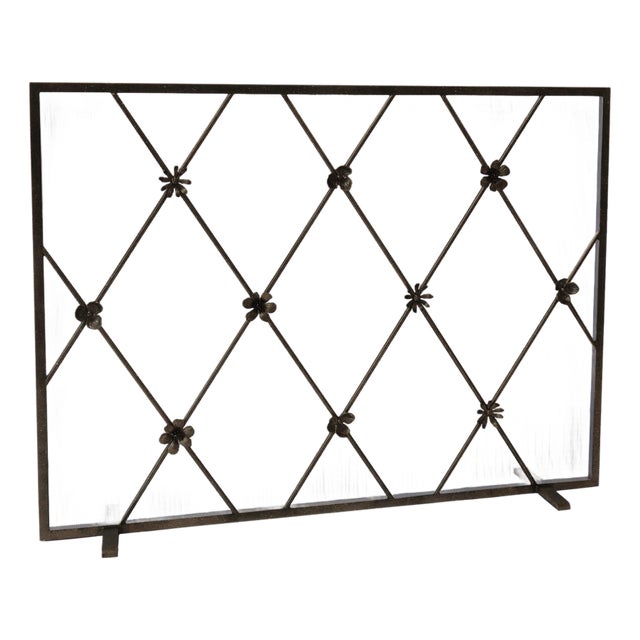Warm Black Flora Fireplace Screen For Sale