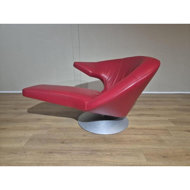 Set of Parabolica Armchairs in Red Leather from Leolux For Sale - Image 9 of 18