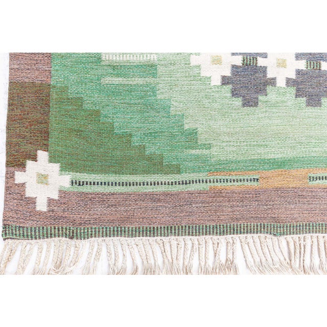 Mid-Century Modern Vintage Swedish Flat Woven Rug Doris Leslie Blau For Sale - Image 3 of 9