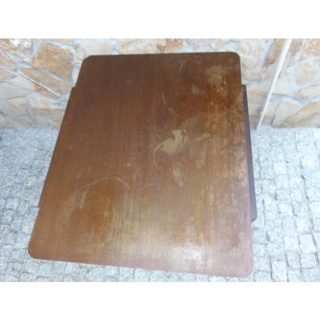 1960s Mid-Century Industrial German Beech Side Table For Sale - Image 5 of 8