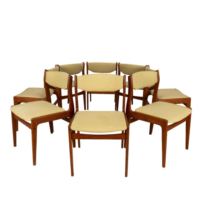 Wood 1980s Set of 8 Danish Modern Solid Teak Dining Chairs Acquired From D-Scan For Sale - Image 7 of 18