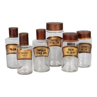 19th Century French Glass Apothecary Jars, Set of 6 For Sale