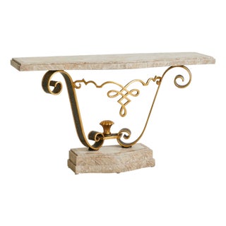 Tessellated Marble + Gilt Metal Console Table, Late 20th Century For Sale