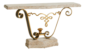 Tessellated Marble + Gilt Metal Console Table, Late 20th Century