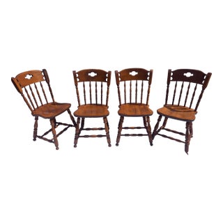 Mid 20th Century S Bent Bros Colonial Hardwood Set of 4 Dining Chairs For Sale
