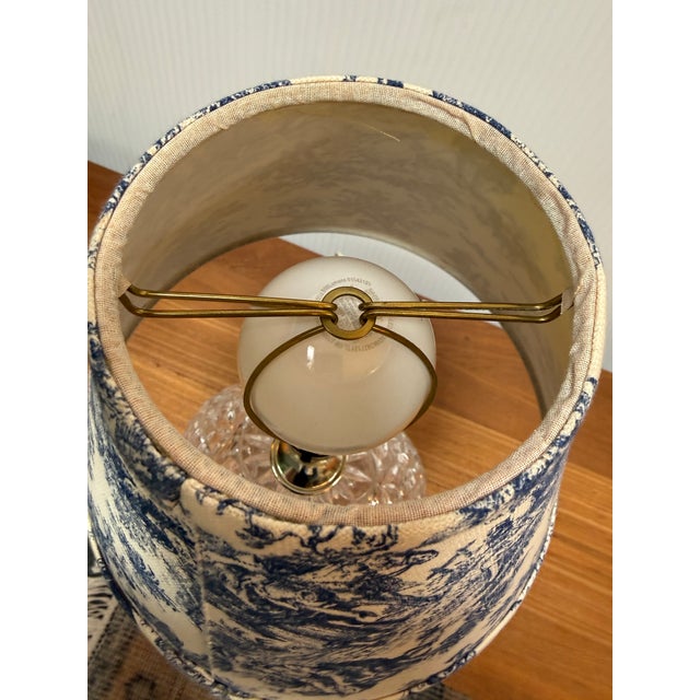 Blue Cut Glass Boudoir Table Lamp For Sale - Image 8 of 12