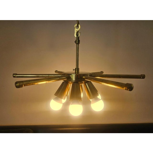 Mid-Century Brass Chandelier, 1970s For Sale - Image 12 of 17
