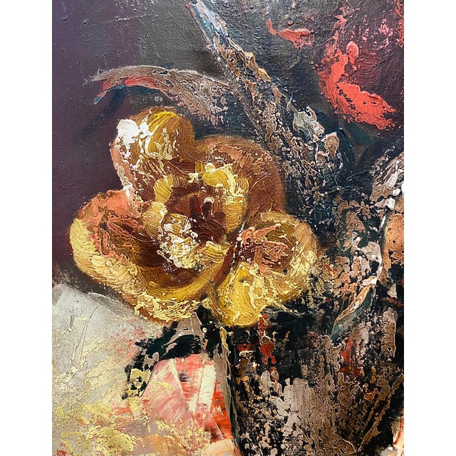 Textile Henri d'Anty, French Modernist Large Floral Oil Painting Expressionist Flowers in Vase For Sale - Image 7 of 8