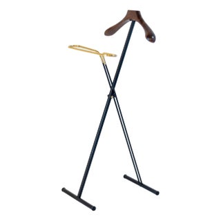 Italian Folding Valet Stand in Beech, Iron, and Brass from Fratelli Reguitti, 1950s For Sale