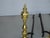Pair of Vintage American Federal Brass Andirons W Wrought Iron Log Holders For Sale - Image 4 of 9