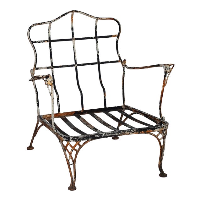 Vintage Rustic Patina Garden Chair For Sale