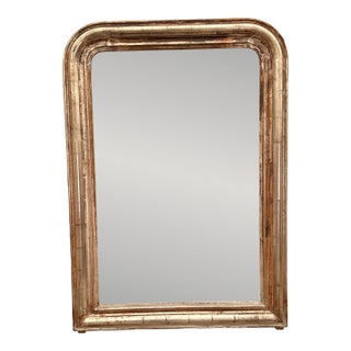 19th C French Silver Guiltwood Mirror For Sale