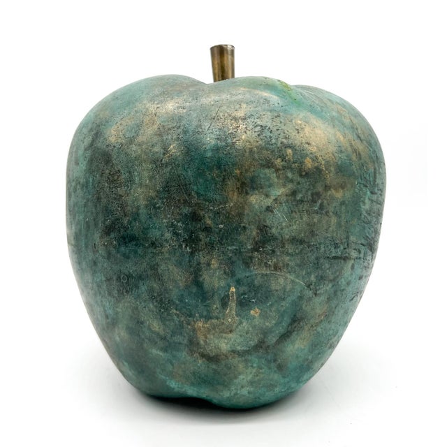 Campania International Oversized Vintage Painted Terracotta Apple Sculpture With Verdigris Finish - Sculptural, European Cottage, Organic Modern For Sale - Image 4 of 14