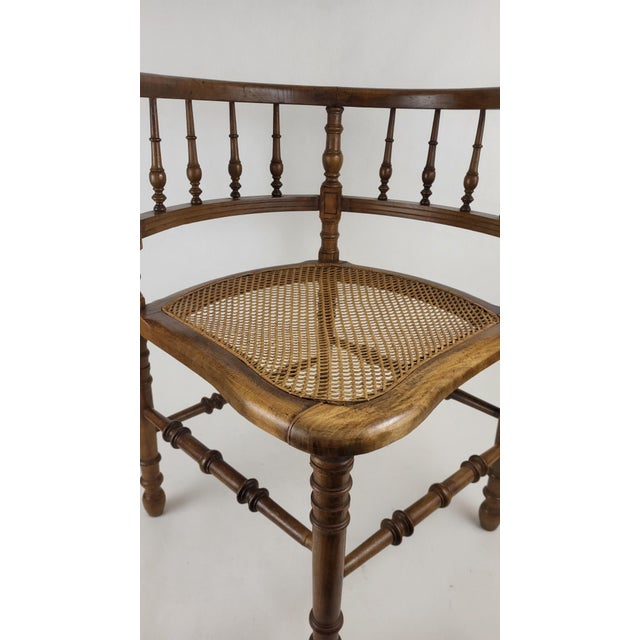 Wood and Cane Corner Chair, 1890s For Sale - Image 5 of 9
