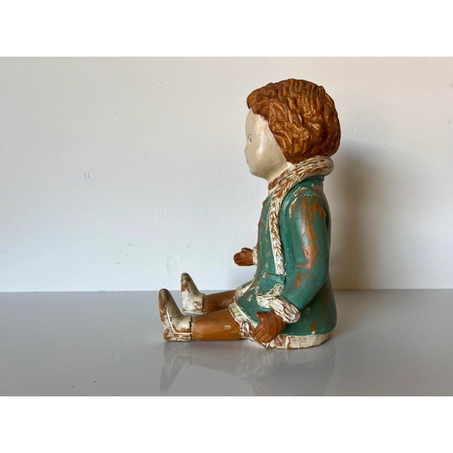 Folk Art Italian Vintage Sarreid Ltd Sitting Doll Figurine Sculpture For Sale - Image 3 of 11