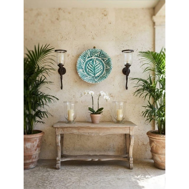 Tiffany Blue Vintage Hand-Painted Moroccan Ceramic Lebrillo Bowl For Sale - Image 8 of 12