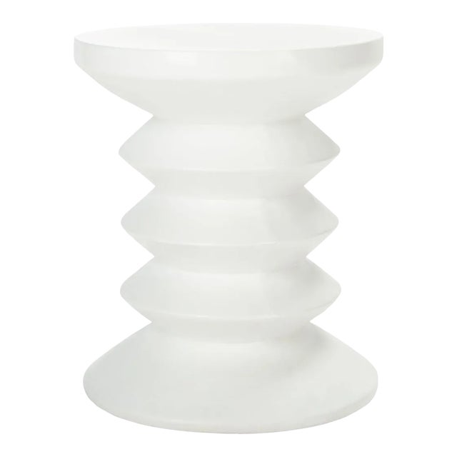 Benaya Concrete Accent Stool - Ivory For Sale