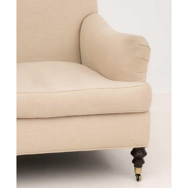 Modern Pair of Edward Ferrell Beige Upholstered Arm Chairs For Sale - Image 3 of 8